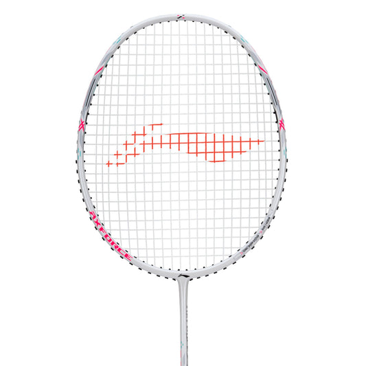 Lining AxForce Cannon Light 5U badminton racket head close-up with durable string tension