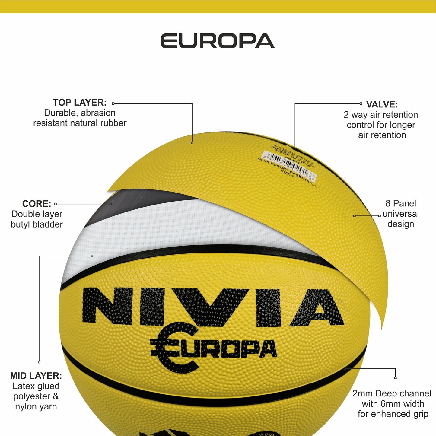 NIVIA Europa Basketball | Size 5 | Beginners & Training