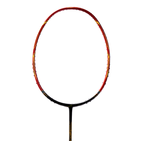 HUNDRED Atomic X Black Knight badminton racket unstrung in black/red head close-up