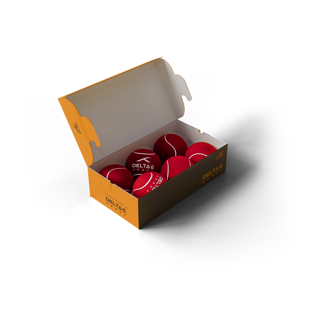 HUNDRED Delta 6 Core Heavy Cricket Tennis Ball Box (PACK OF 6) - Red