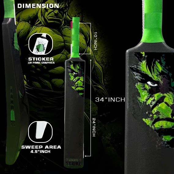9° Dawn Hero Strike Hulk Turf Cricket Bat for Adults