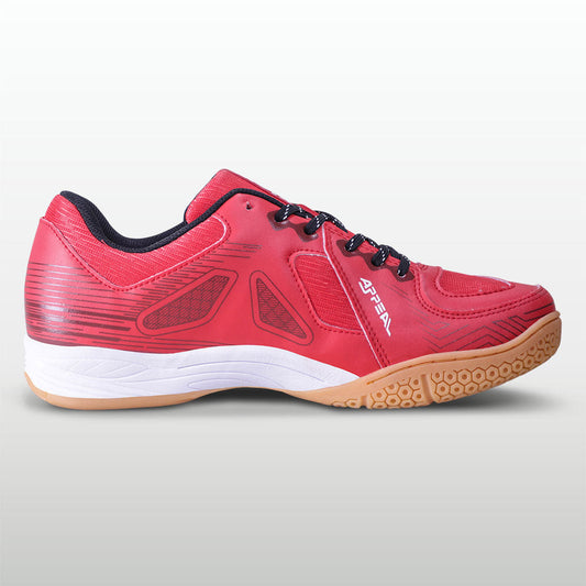 A red Nivia Appeal 3.0 badminton & volleyball shoe inner side view showing white sole