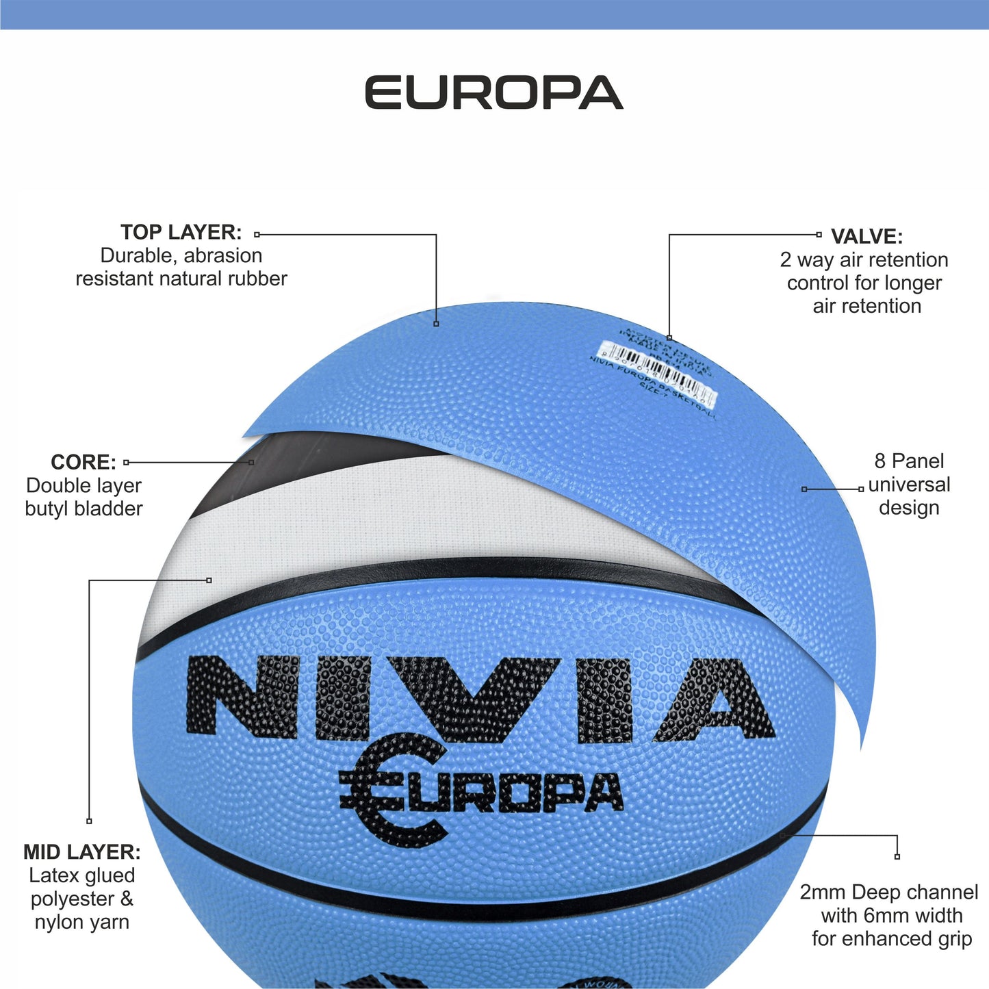 NIVIA Europa Basketball | Size 7 | Beginners & Training