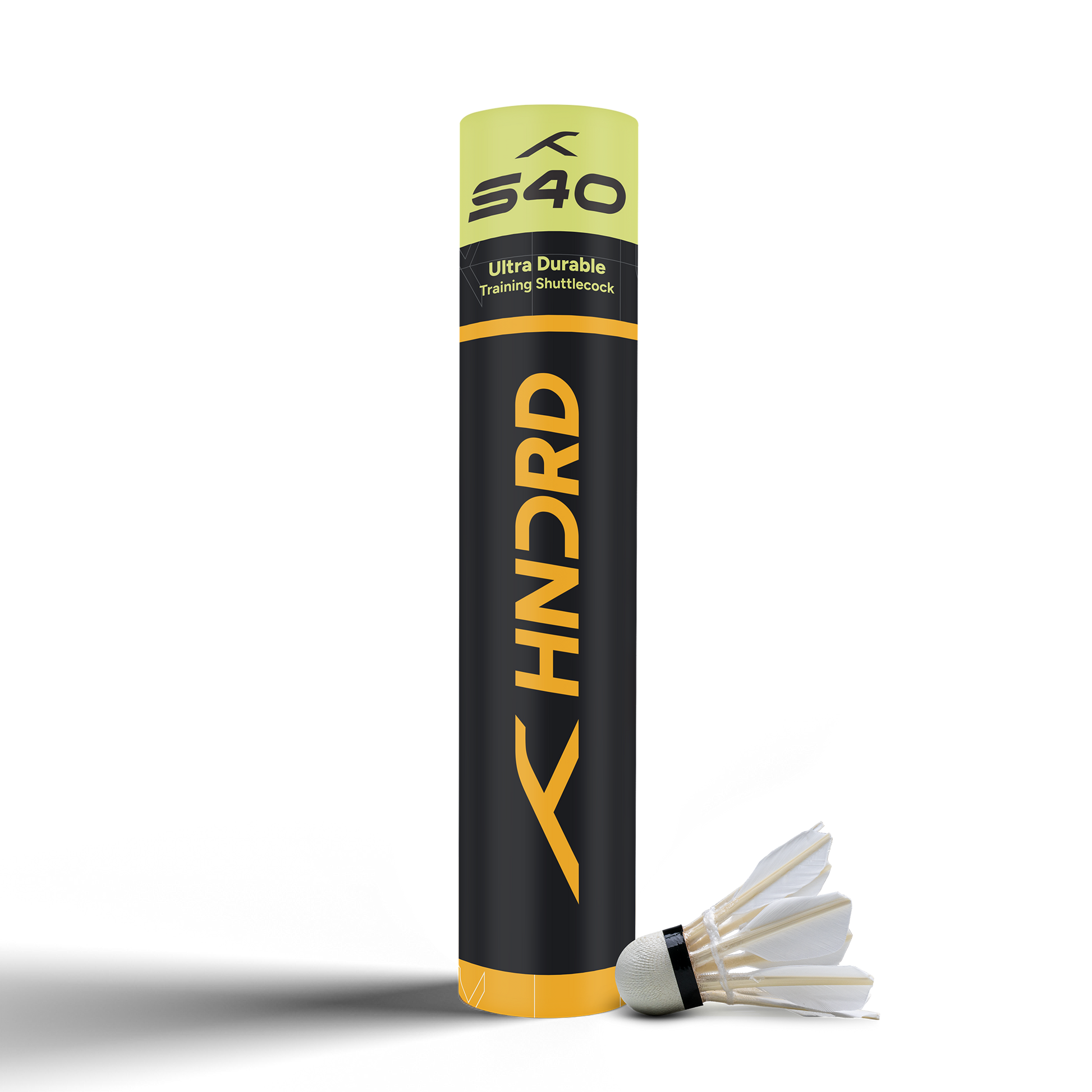 HUNDRED S40 Feather Shuttlecock Box Speed 76 black box on transparent background