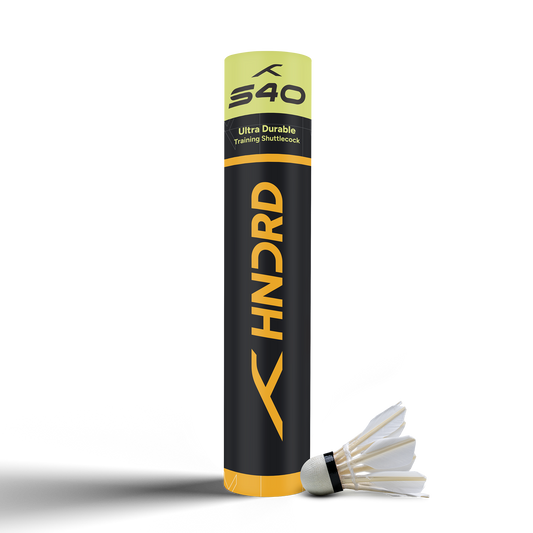 HUNDRED S40 Feather Shuttlecock Box Speed 76 black box on transparent background