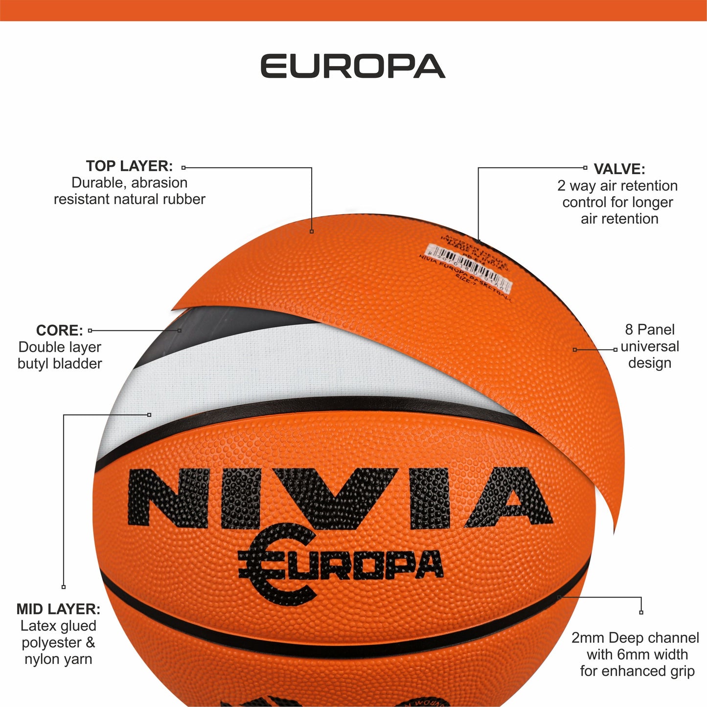 NIVIA Europa Basketball | Size 5 | Beginners & Training