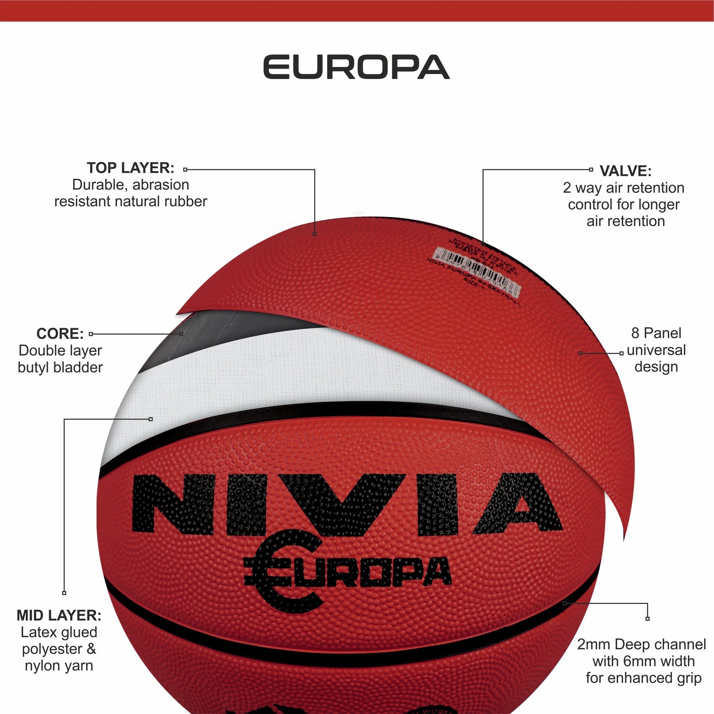 NIVIA Europa Basketball | Size 5 | Beginners & Training