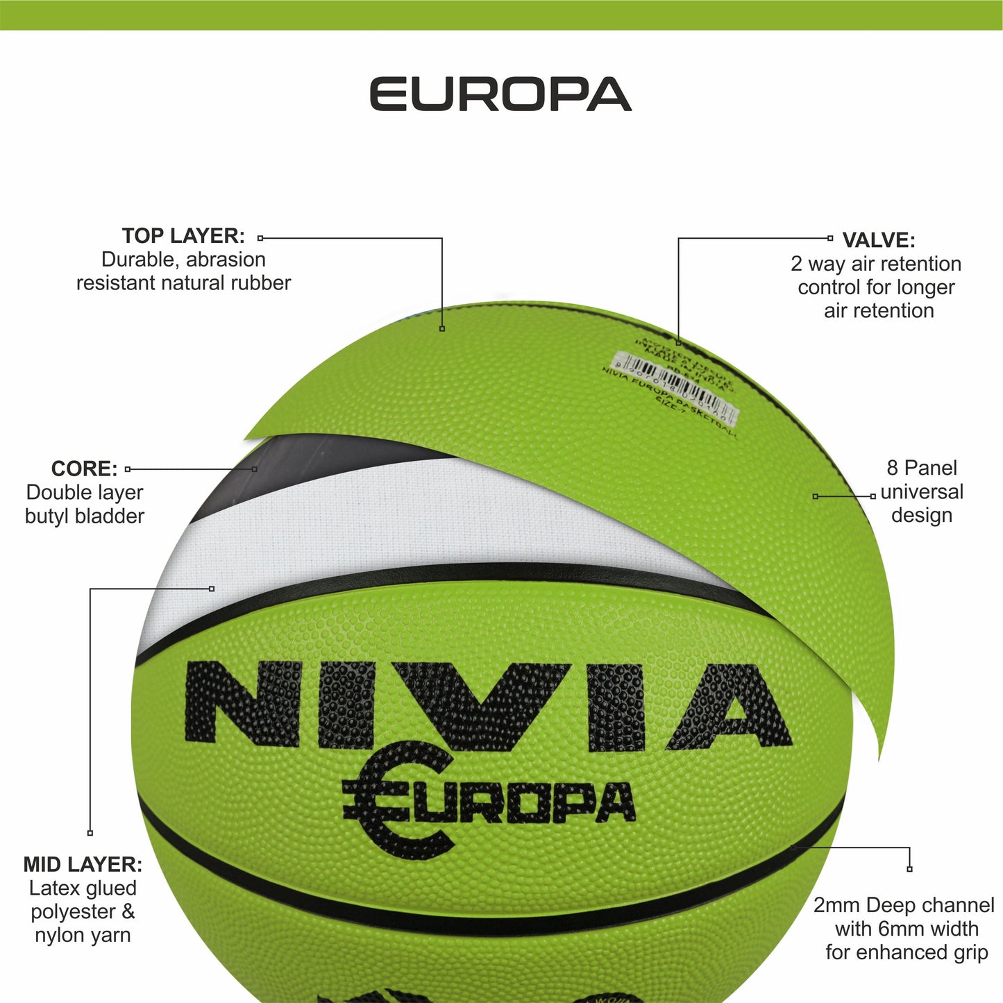NIVIA Europa Basketball | Size 7 | Beginners & Training