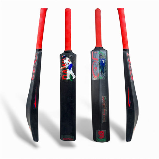 9° Dawn ALL STAR EDITION Plastic Tennis Cricket Bat – Full Size Heavy PVC Bat with Grip for Gully & Tournament Play (White/Black)