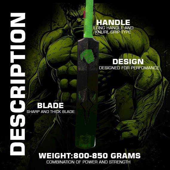 9° Dawn Hero Strike Hulk Turf Cricket Bat for Adults