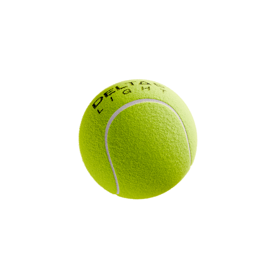 HUNDRED Delta 6 Light cricket tennis ball in green colour bottom view showing seam line and texture
