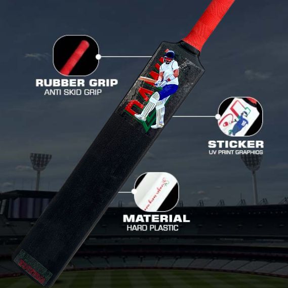 9° Dawn ALL STAR EDITION Plastic Tennis Cricket Bat – Full Size Heavy PVC Bat with Grip for Gully & Tournament Play (White/Black)