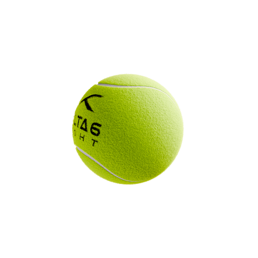 HUNDRED Delta 6 Light cricket tennis ball in green colour side view showing seam line and texture
