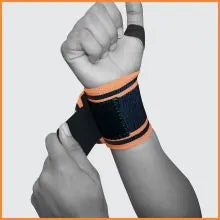 Tynor Wrist Wrap With Thumb Loop - Pair - Black Orange