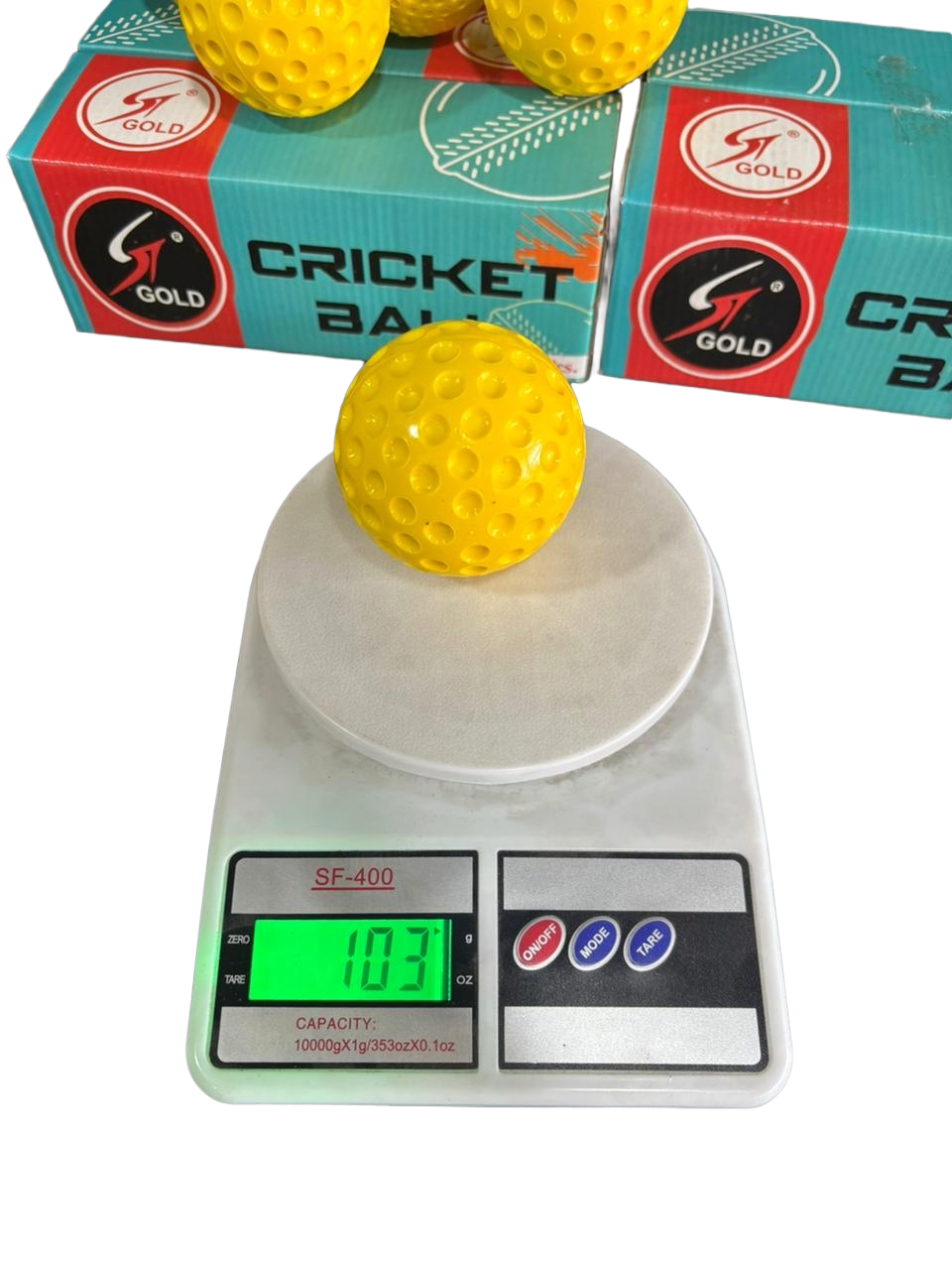 ST Gold i50 Cricket Bowling Machine Ball | Synthetic Practice Ball (Yellow) | Big dot | Small dot Pack of 6