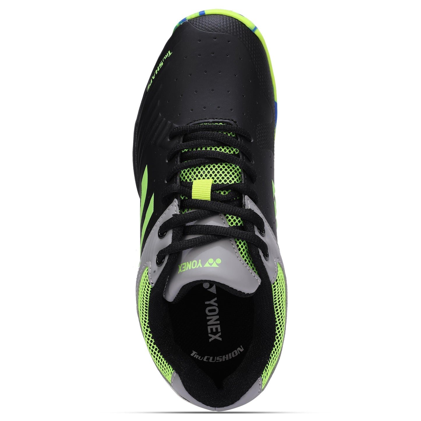 YONEX TRU CUSHION AKAYU SUPER Badminton Shoe Left Foot - Top View - Black Lime Color