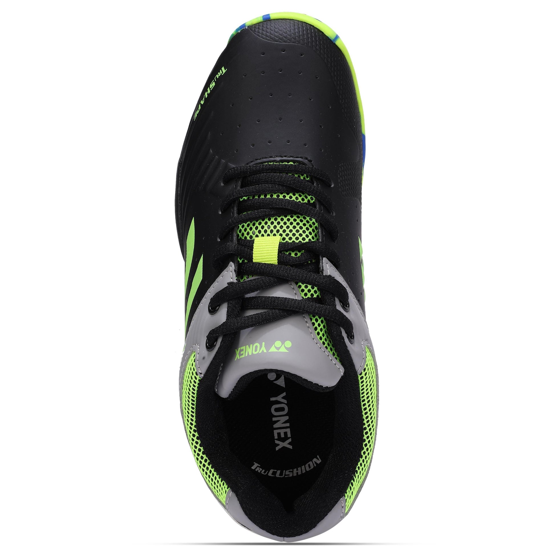 YONEX TRU CUSHION AKAYU SUPER Badminton Shoe Left Foot - Top View - Black Lime Color