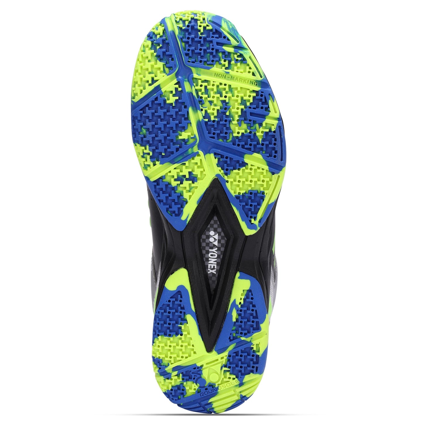 YONEX TRU CUSHION AKAYU SUPER Badminton Shoe Left Foot - Bottom View - Black Lime Color