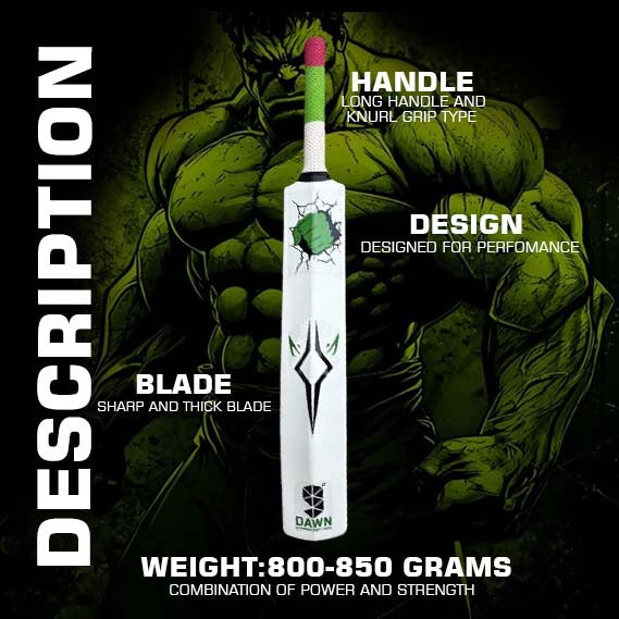 9° Dawn Hero Strike Hulk Turf Cricket Bat for Adults