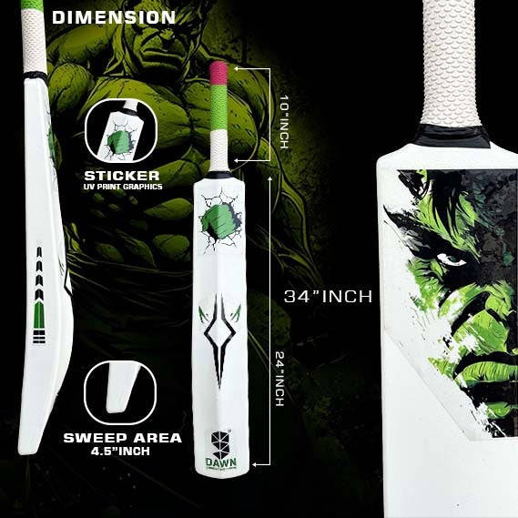9° Dawn Hero Strike Hulk Turf Cricket Bat for Adults