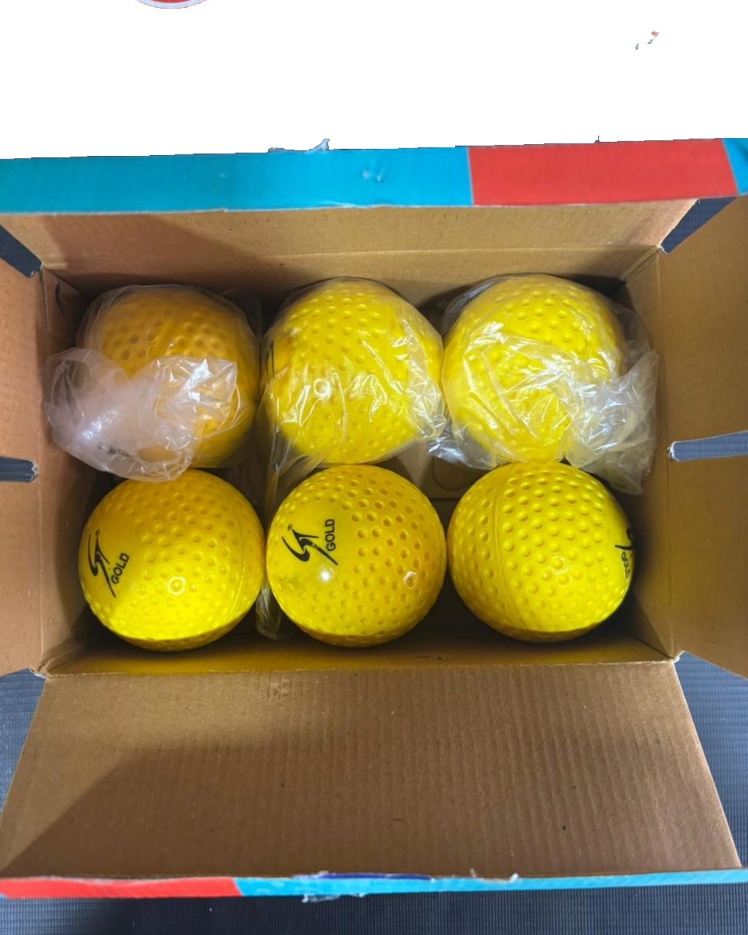ST Gold i50 Cricket Bowling Machine Ball | Synthetic Practice Ball (Yellow) | Big dot | Small dot Pack of 6