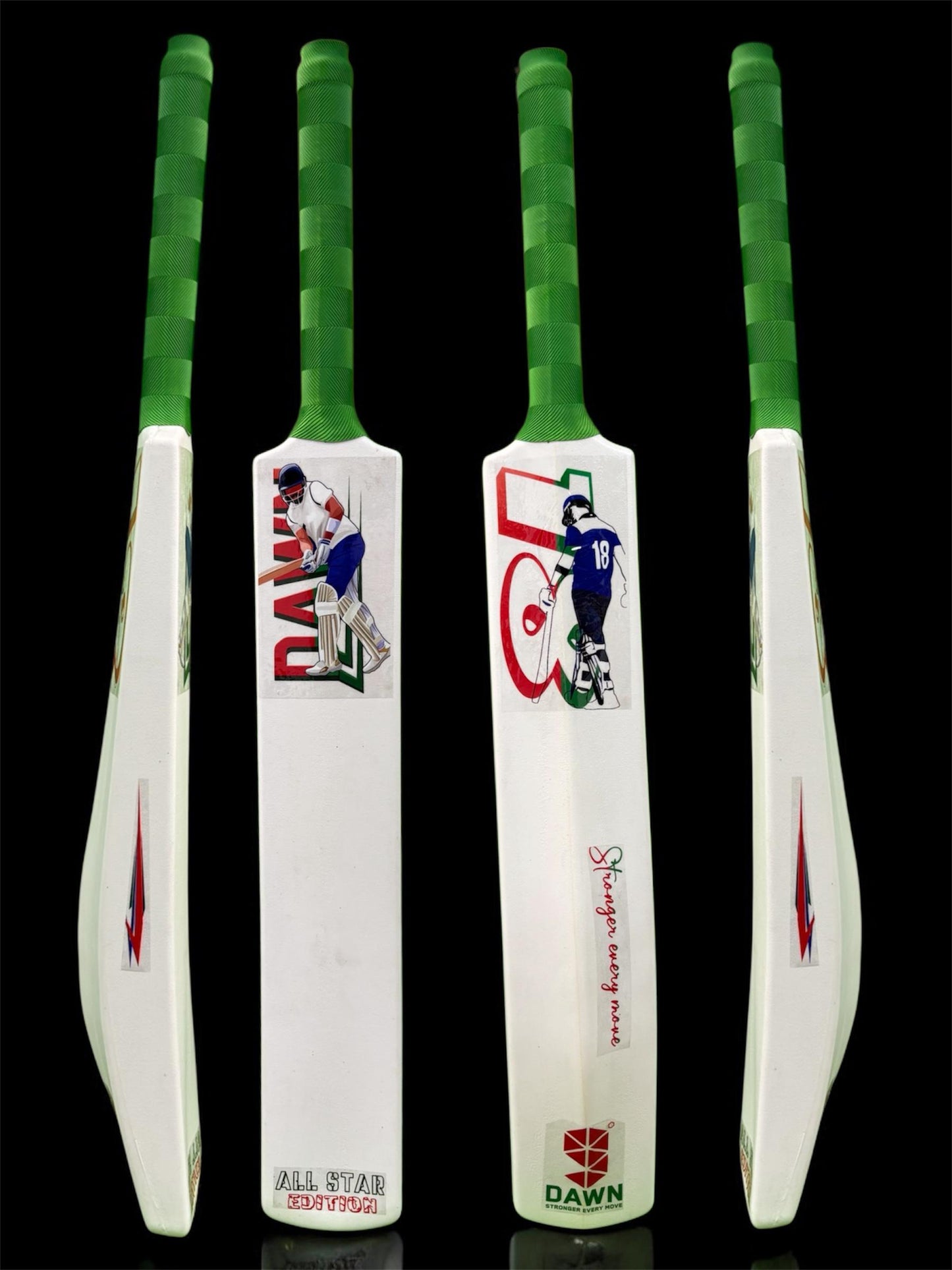 9° Dawn ALL STAR EDITION Plastic Tennis Cricket Bat – Full Size Heavy PVC Bat with Grip for Gully & Tournament Play (White/Black)